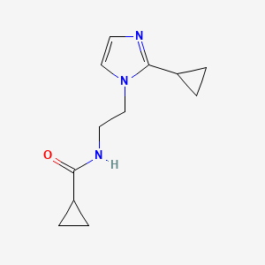 molecular formula C12H17N3O B2875164 N-(2-(2-cyclopropyl-1H-imidazol-1-yl)ethyl)cyclopropanecarboxamide CAS No. 2034478-15-2