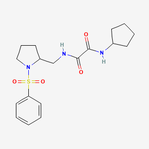 molecular formula C18H25N3O4S B2875192 N1-cyclopentyl-N2-((1-(phenylsulfonyl)pyrrolidin-2-yl)methyl)oxalamide CAS No. 896264-47-4