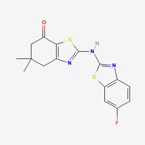 molecular formula C16H14FN3OS2 B2875203 2-((6-fluorobenzo[d]thiazol-2-yl)amino)-5,5-dimethyl-5,6-dihydrobenzo[d]thiazol-7(4H)-one CAS No. 862976-05-4