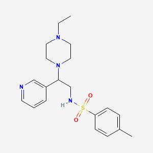 molecular formula C20H28N4O2S B2875211 N-(2-(4-ethylpiperazin-1-yl)-2-(pyridin-3-yl)ethyl)-4-methylbenzenesulfonamide CAS No. 863558-59-2