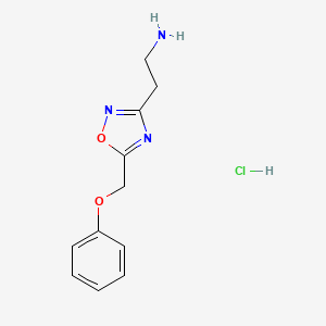 molecular formula C11H14ClN3O2 B2875222 2-[5-(苯氧基甲基)-1,2,4-恶二唑-3-基]乙胺；盐酸盐 CAS No. 2253632-26-5