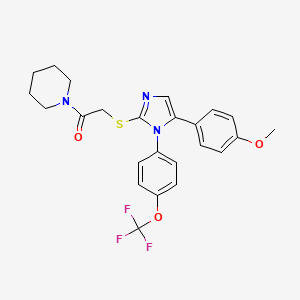 molecular formula C24H24F3N3O3S B2875230 2-((5-(4-methoxyphenyl)-1-(4-(trifluoromethoxy)phenyl)-1H-imidazol-2-yl)thio)-1-(piperidin-1-yl)ethanone CAS No. 1226447-54-6