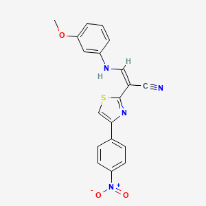 molecular formula C19H14N4O3S B2875234 (Z)-3-((3-methoxyphenyl)amino)-2-(4-(4-nitrophenyl)thiazol-2-yl)acrylonitrile CAS No. 372497-03-5