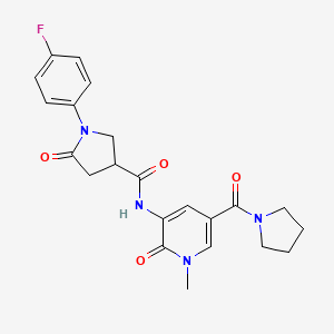 1-(4-fluorophenyl)-N-(1-methyl-2-oxo-5-(pyrrolidine-1-carbonyl)-1,2-dihydropyridin-3-yl)-5-oxopyrrolidine-3-carboxamide