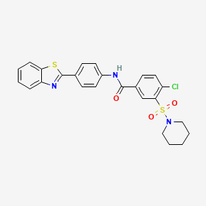 molecular formula C25H22ClN3O3S2 B2875241 N-[4-(1,3-benzothiazol-2-yl)phenyl]-4-chloro-3-(piperidin-1-ylsulfonyl)benzamide CAS No. 1020971-33-8