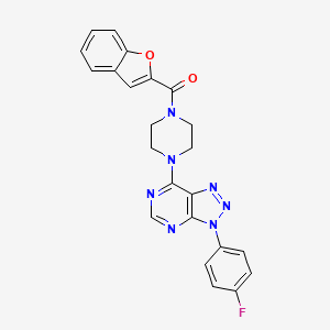 molecular formula C23H18FN7O2 B2875250 benzofuran-2-yl(4-(3-(4-fluorophenyl)-3H-[1,2,3]triazolo[4,5-d]pyrimidin-7-yl)piperazin-1-yl)methanone CAS No. 920365-93-1