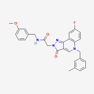 molecular formula C28H25FN4O3 B2875252 2-(8-fluoro-5-(3-methylbenzyl)-3-oxo-3,5-dihydro-2H-pyrazolo[4,3-c]quinolin-2-yl)-N-(3-methoxybenzyl)acetamide CAS No. 931929-37-2