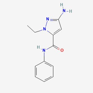 molecular formula C12H14N4O B2875261 3-amino-1-ethyl-N-phenyl-1H-pyrazole-5-carboxamide CAS No. 1856018-94-4