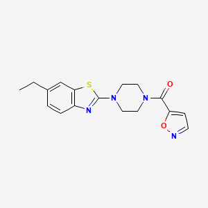 molecular formula C17H18N4O2S B2875271 (4-(6-Ethylbenzo[d]thiazol-2-yl)piperazin-1-yl)(isoxazol-5-yl)methanone CAS No. 941913-90-2