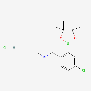 molecular formula C15H24BCl2NO2 B2875279 5-Chloro-2-(dimethylaminomethyl)phenylboronic acid, pinacol ester, HCl CAS No. 2096332-71-5
