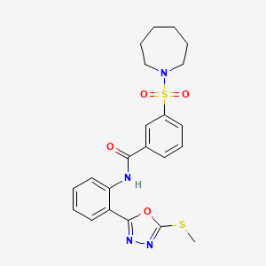 3-(azepan-1-ylsulfonyl)-N-(2-(5-(methylthio)-1,3,4-oxadiazol-2-yl)phenyl)benzamide