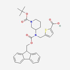 5-[[9H-Fluoren-9-ylmethoxycarbonyl-[1-[(2-methylpropan-2-yl)oxycarbonyl]piperidin-3-yl]amino]methyl]thiophene-2-carboxylic acid