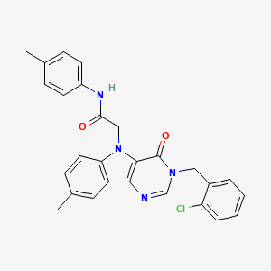 molecular formula C27H23ClN4O2 B2875288 2-(3-(2-chlorobenzyl)-8-methyl-4-oxo-3H-pyrimido[5,4-b]indol-5(4H)-yl)-N-(p-tolyl)acetamide CAS No. 1215612-41-1