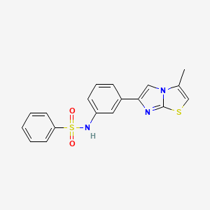 molecular formula C18H15N3O2S2 B2875291 N-(3-(3-methylimidazo[2,1-b]thiazol-6-yl)phenyl)benzenesulfonamide CAS No. 893976-47-1