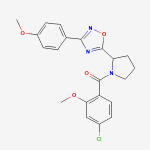 molecular formula C21H20ClN3O4 B2875298 5-[1-(4-Chloro-2-methoxybenzoyl)pyrrolidin-2-yl]-3-(4-methoxyphenyl)-1,2,4-oxadiazole CAS No. 1787977-33-6