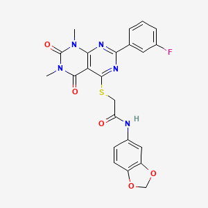 N-(benzo[d][1,3]dioxol-5-yl)-2-((2-(3-fluorophenyl)-6,8-dimethyl-5,7-dioxo-5,6,7,8-tetrahydropyrimido[4,5-d]pyrimidin-4-yl)thio)acetamide