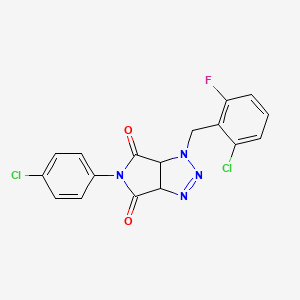 molecular formula C17H11Cl2FN4O2 B2875316 1-(2-chloro-6-fluorobenzyl)-5-(4-chlorophenyl)-3a,6a-dihydropyrrolo[3,4-d][1,2,3]triazole-4,6(1H,5H)-dione CAS No. 1008237-58-8