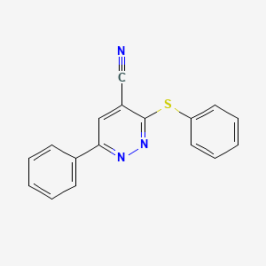 molecular formula C17H11N3S B2875321 6-Phenyl-3-(phenylsulfanyl)-4-pyridazinecarbonitrile CAS No. 338417-90-6