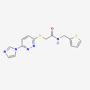 molecular formula C14H13N5OS2 B2875323 2-((6-(1H-咪唑-1-基)哒嗪-3-基)硫代)-N-(噻吩-2-基甲基)乙酰胺 CAS No. 1334370-98-7