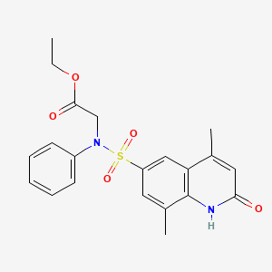 molecular formula C21H22N2O5S B2875329 ethyl 2-(4,8-dimethyl-2-oxo-N-phenyl-1,2-dihydroquinoline-6-sulfonamido)acetate CAS No. 899999-07-6