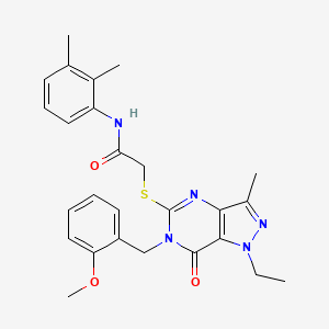 molecular formula C26H29N5O3S B2875330 N-(2,3-dimethylphenyl)-2-({1-ethyl-6-[(2-methoxyphenyl)methyl]-3-methyl-7-oxo-1H,6H,7H-pyrazolo[4,3-d]pyrimidin-5-yl}sulfanyl)acetamide CAS No. 1359130-17-8