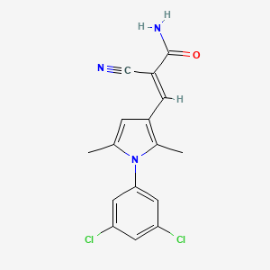 (E)-2-cyano-3-[1-(3,5-dichlorophenyl)-2,5-dimethylpyrrol-3-yl]prop-2-enamide