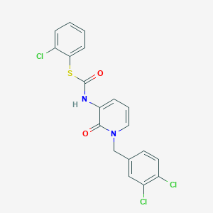 molecular formula C19H13Cl3N2O2S B2875342 S-(2-chlorophenyl) N-[1-(3,4-dichlorobenzyl)-2-oxo-1,2-dihydro-3-pyridinyl]carbamothioate CAS No. 338783-91-8
