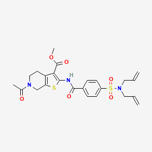 molecular formula C24H27N3O6S2 B2875349 6-乙酰-2-(4-(N,N-二烯丙基磺酰胺)苯甲酰胺)-4,5,6,7-四氢噻吩并[2,3-c]吡啶-3-羧酸甲酯 CAS No. 449769-03-3