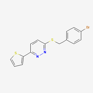 molecular formula C15H11BrN2S2 B2875350 3-[(4-Bromobenzyl)thio]-6-thien-2-ylpyridazine CAS No. 872704-50-2