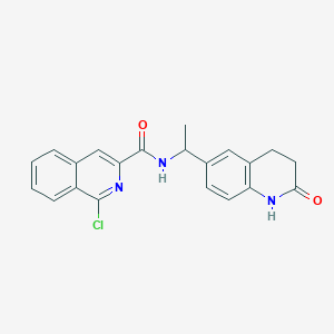 molecular formula C21H18ClN3O2 B2875360 1-chloro-N-[1-(2-oxo-1,2,3,4-tetrahydroquinolin-6-yl)ethyl]isoquinoline-3-carboxamide CAS No. 1428014-57-6