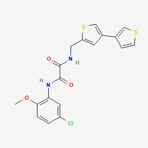 molecular formula C18H15ClN2O3S2 B2875372 N'-(5-Chloro-2-methoxyphenyl)-N-[(4-thiophen-3-ylthiophen-2-yl)methyl]oxamide CAS No. 2379986-90-8