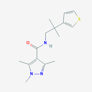 molecular formula C15H21N3OS B2875379 1,3,5-trimethyl-N-(2-methyl-2-(thiophen-3-yl)propyl)-1H-pyrazole-4-carboxamide CAS No. 2320670-91-3