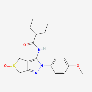 molecular formula C18H23N3O3S B2875381 2-乙基-N-[2-(4-甲氧基苯基)-5-氧代-4,6-二氢噻吩并[3,4-c]吡唑-3-基]丁酰胺 CAS No. 958587-33-2