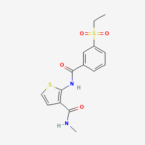 molecular formula C15H16N2O4S2 B2875390 2-(3-(ethylsulfonyl)benzamido)-N-methylthiophene-3-carboxamide CAS No. 941959-61-1