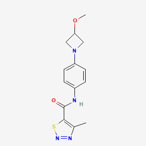 molecular formula C14H16N4O2S B2875392 N-(4-(3-methoxyazetidin-1-yl)phenyl)-4-methyl-1,2,3-thiadiazole-5-carboxamide CAS No. 2034430-35-6