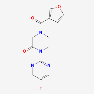 molecular formula C13H11FN4O3 B2875398 1-(5-Fluoropyrimidin-2-yl)-4-(furan-3-carbonyl)piperazin-2-one CAS No. 2319854-16-3