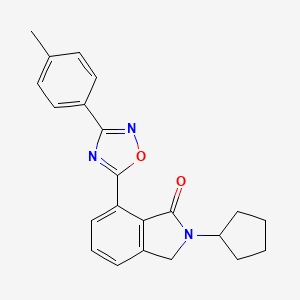 molecular formula C22H21N3O2 B2875400 2-Cyclopentyl-7-(3-(p-tolyl)-1,2,4-oxadiazol-5-yl)isoindolin-1-one CAS No. 2034513-34-1