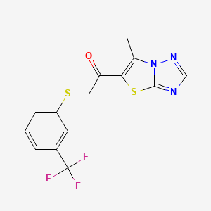 1-(6-Methyl[1,3]thiazolo[3,2-b][1,2,4]triazol-5-yl)-2-{[3-(trifluoromethyl)phenyl]sulfanyl}-1-ethanone