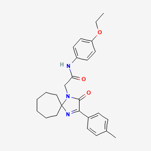 molecular formula C26H31N3O3 B2875405 N-(4-乙氧基苯基)-2-[3-(4-甲基苯基)-2-氧代-1,4-二氮杂螺[4.6]十一烯-3-烯-1-基]乙酰胺 CAS No. 866867-26-7