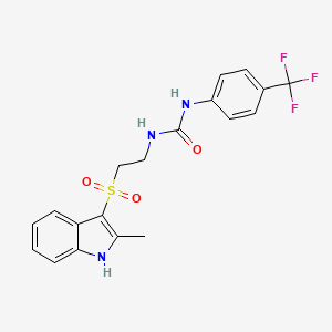 molecular formula C19H18F3N3O3S B2875412 1-(2-((2-methyl-1H-indol-3-yl)sulfonyl)ethyl)-3-(4-(trifluoromethyl)phenyl)urea CAS No. 946299-09-8