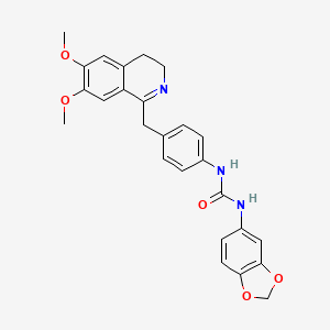 molecular formula C26H25N3O5 B2875416 1-(1,3-苯并二氧杂环-5-基)-3-[4-[(6,7-二甲氧基-3,4-二氢异喹啉-1-基)甲基]苯基]脲 CAS No. 1022477-90-2