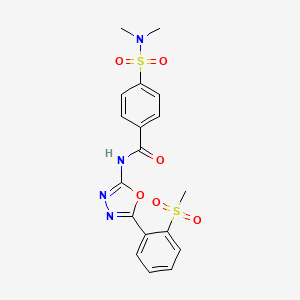 molecular formula C18H18N4O6S2 B2875420 4-(N,N-dimethylsulfamoyl)-N-(5-(2-(methylsulfonyl)phenyl)-1,3,4-oxadiazol-2-yl)benzamide CAS No. 886922-00-5