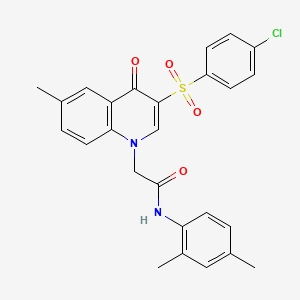 2-[3-(4-chlorophenyl)sulfonyl-6-methyl-4-oxoquinolin-1-yl]-N-(2,4-dimethylphenyl)acetamide