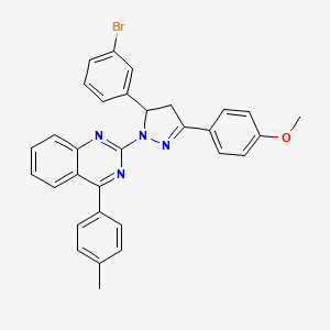 molecular formula C31H25BrN4O B2875435 2-(5-(3-bromophenyl)-3-(4-methoxyphenyl)-4,5-dihydro-1H-pyrazol-1-yl)-4-(p-tolyl)quinazoline CAS No. 392237-17-1