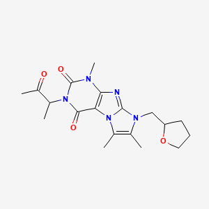 molecular formula C19H25N5O4 B2875436 4,7,8-Trimethyl-2-(3-oxobutan-2-yl)-6-(oxolan-2-ylmethyl)purino[7,8-a]imidazole-1,3-dione CAS No. 876675-13-7