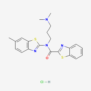 molecular formula C21H23ClN4OS2 B2875438 N-(3-(dimethylamino)propyl)-N-(6-methylbenzo[d]thiazol-2-yl)benzo[d]thiazole-2-carboxamide hydrochloride CAS No. 1052529-47-1