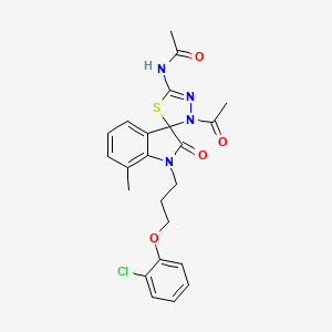 N-{3-acetyl-6-[3-(2-chlorophenoxy)propyl]-12-methyl-7-oxospiro[1,3,4-thiadiazo line-2,3'-indoline]-5-yl}acetamide