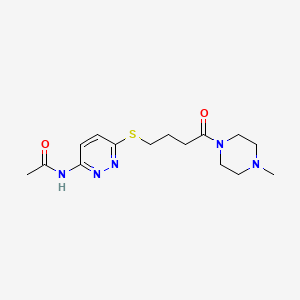 molecular formula C15H23N5O2S B2875442 N-(6-((4-(4-methylpiperazin-1-yl)-4-oxobutyl)thio)pyridazin-3-yl)acetamide CAS No. 1105209-62-8