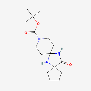 molecular formula C16H27N3O3 B2875445 14-Oxo-6,10,13-triaza-dispiro[4.1.5.2]tetradecane-10-carboxylic acid tert-butyl ester CAS No. 946384-61-8