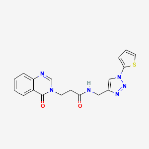 molecular formula C18H16N6O2S B2875451 3-(4-oxoquinazolin-3(4H)-yl)-N-((1-(thiophen-2-yl)-1H-1,2,3-triazol-4-yl)methyl)propanamide CAS No. 2034381-73-0